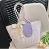 Elegant Woven Tote Bag Trendy Bucket Shape Handbag For Beach Or Vacation Use