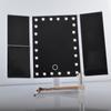 LED Vanity Mirror Three Fold USB Black with Data Cable Small Mirror Makeup Mirror for Bedroom Daily