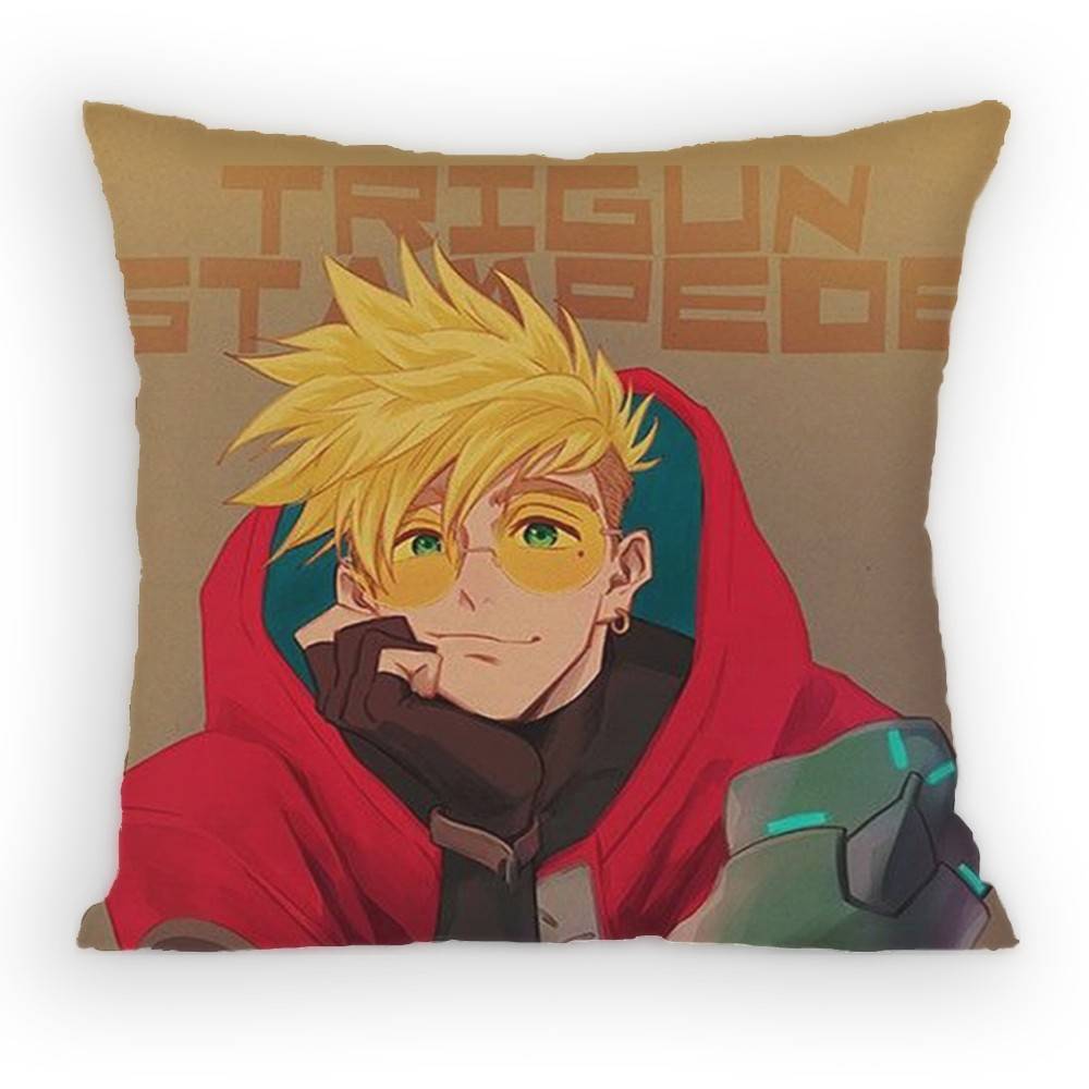 Trigun Anime Vash the Stampede Pillow Case Antidustmite Pillowcase Invisible Zipper Silky Sofa Cushion Cover for Bedroom
