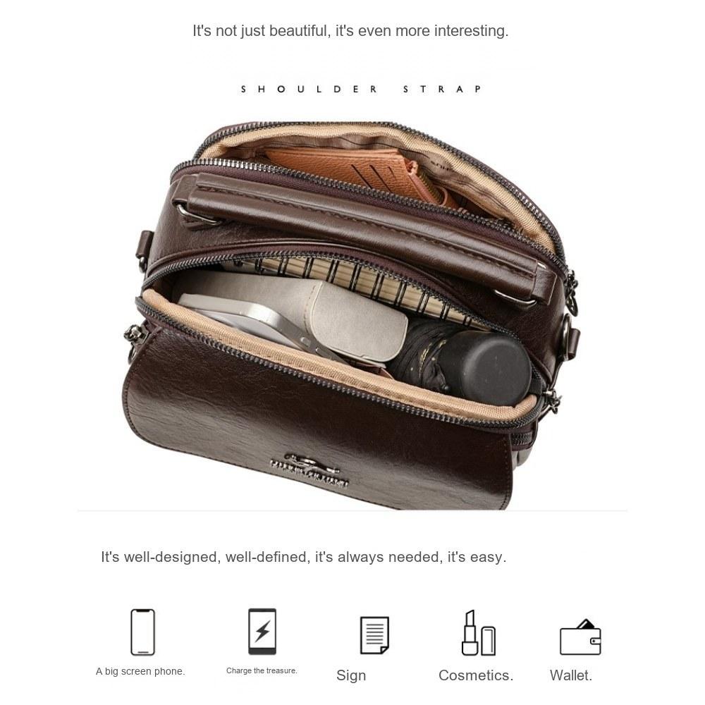 Women Multi Compartment Soft Faux Leather Handbag with Detachable Crossbody Strap for Daily Commute