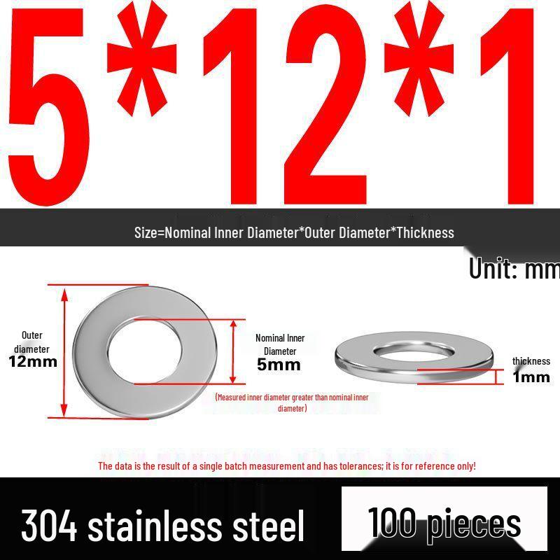 Thickened 304 Stainless Steel Flat Washer Spacer (M2-M36)