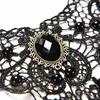 Fashion Vintage Gothic Choker Necklace Black Lace Beaded Collar Steampunk Style Layered Gemstone Pendant for Women Jewelry