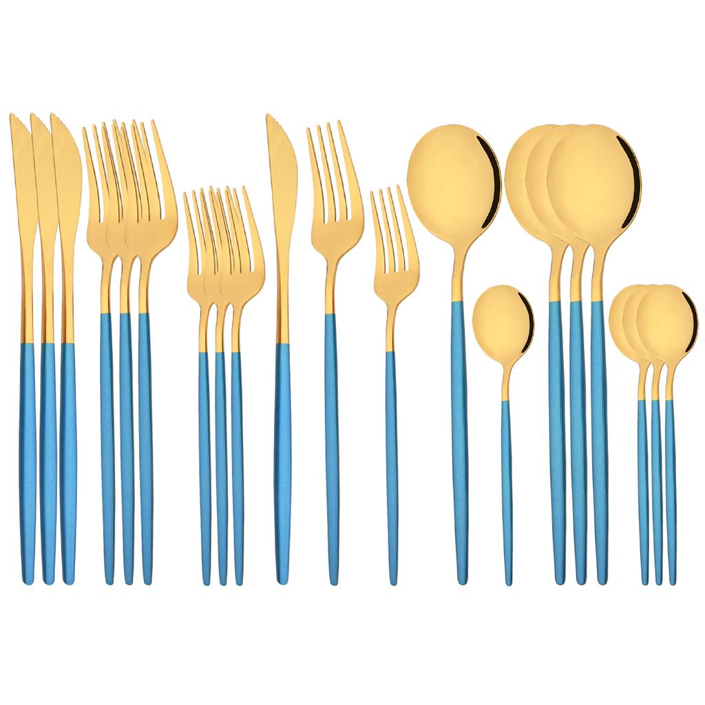 20 sztuk zachodnie czarne srebrne sztućce zestaw nóż widelec deserowy łyżeczka do herbaty zastawa stołowa ze stali nierdzewnej zestaw Party zestaw kuchenny