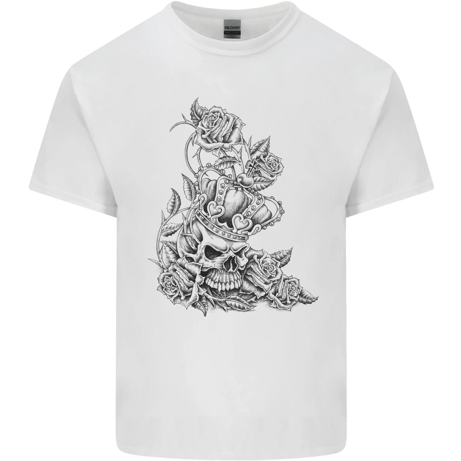 Skull Crown Biker Skull Gothic Heavy Metal Mens Cotton T-Shirt Tee Top XXXXL