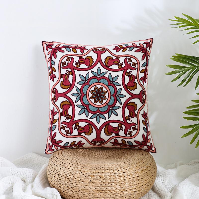 Ins Floral Embroidery Pillow Case Living Room Sofa Decoration Flower Bedroom Bedside Pillow