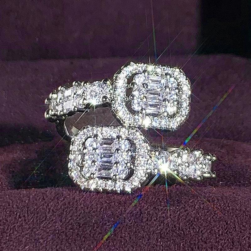 Design Sense: New Adjustable Geometric Cubic Zirconia Ring With Adjustable Opening, Stylish Accessory With Temperament