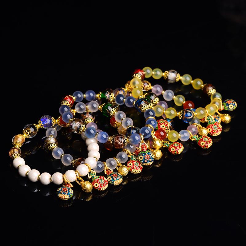 

Original Glass Beaded Pixiu Pendant Bracelet Set with Agate Heart Stones