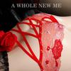 New Charming Open-crotch Panties for Women's Transparent Breathable Low-rise Triangular Hollowed-out Hot Temptation Embroidered Panties