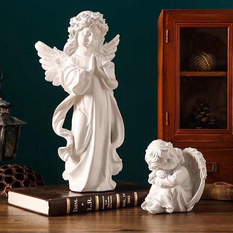 Nordic Creative Resin Angel Figurine, Modern Angel Sculpture Decorative Desktop Ornament