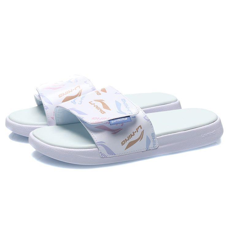 Li Ning Ln Slipper Velcro Slide Sandals Women Footwear White AGAR010-1