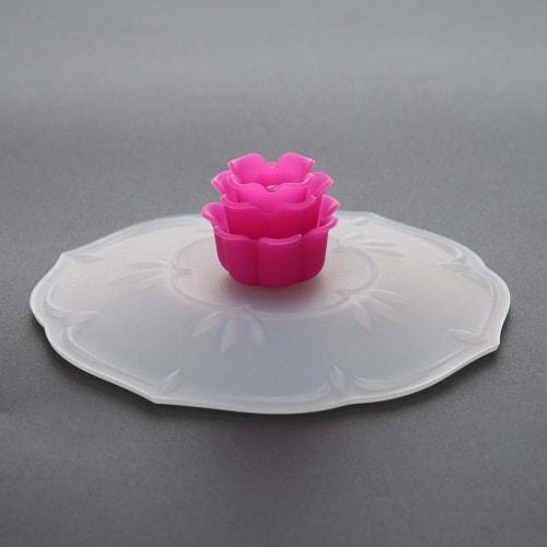 Reusable Silicone Cup Cover/Lid, Dustproof and Leakproof, Perfect for Mug Lids, Keeps Cups Warm, Keeps Cups Warm, Cute Rose Design, Improves Quality o