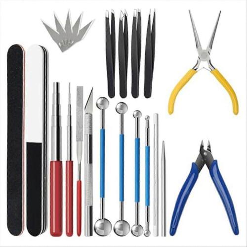 23pcs Metal Puzzle Tool Kit,Metal Model Tool Kit Includ Plier Bending Assist Tools File Flat Tweezers Wire Wrapping Rod