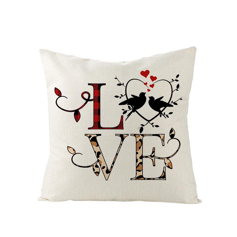 Plaid Valentine's Day Pillow Cover Polyester Printed Love Sofa Cushion Cover Nordic Bedroom Sofa Cushion