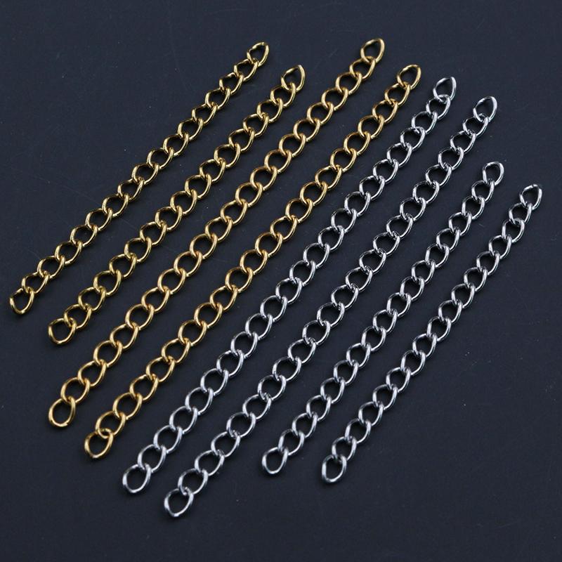 50pcs 4x3mm 5/7cm Stainless steel Gold Bulk Necklace Extension Chain Tail Extender Bracelet Chains For Jewelry Making Findings