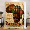 African Map Filled with Traditional Symbols, Patterns, and Cultural Motifs. for All Seasons Blanket Lunch Break Throw Gift