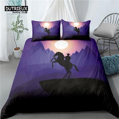 Horse Duvet Cover Daisy Flowers Printed Art Soft Bedding SetWestern Farmhouse Rustic Theme Bed Set Boys Girls Women Men Warm