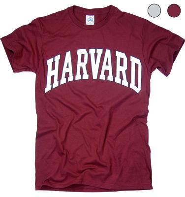Harvard University T-Shirt Offiziell lizenziert Bogenförmiger Block Rundhals-T-Shirt