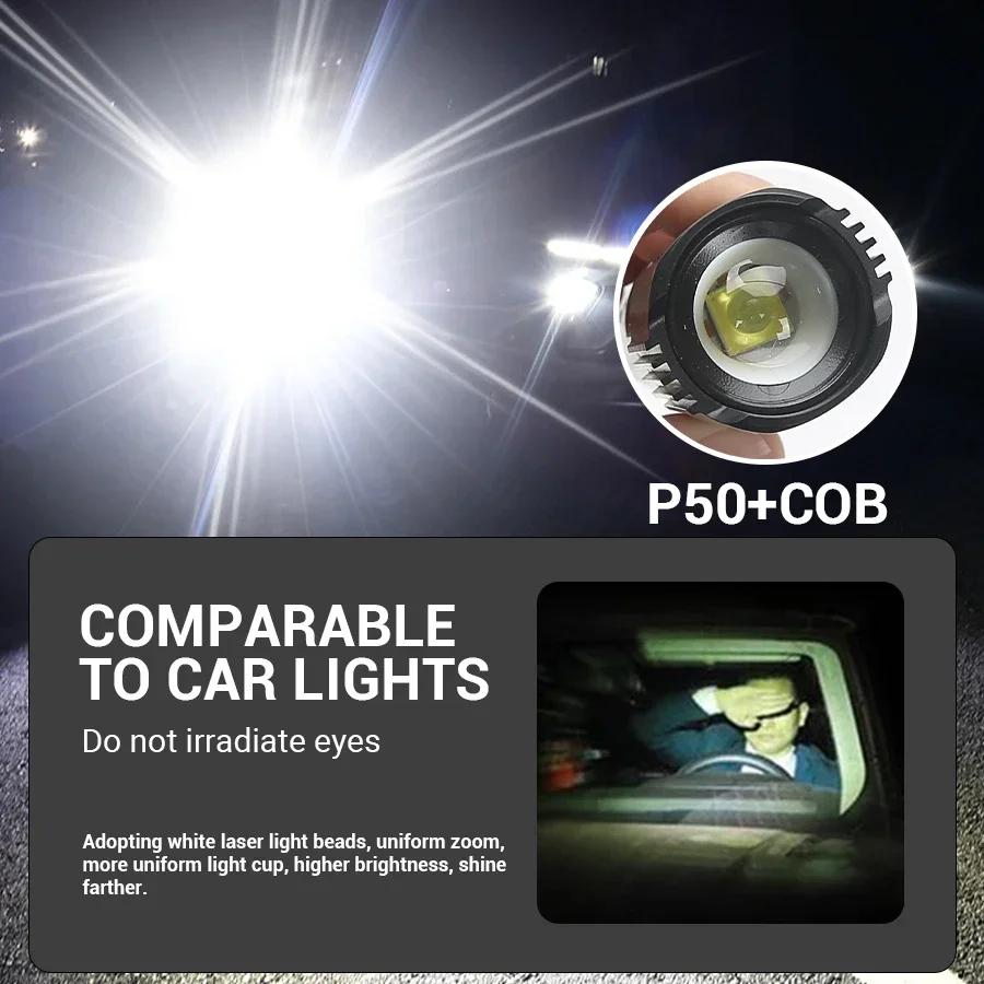 High Power 2000LM LED Flashlight Built-in Battery USB Rechargeable Strong Light Tactical Torch Outdoor Camping Hiking Lantern