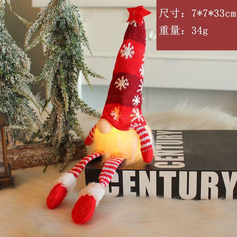 2025 Christmas Faceless Doll Gnome Ornaments Led Light Plush Knitting Crafts Tree Pendant Christmas Decorations For Kids Gift