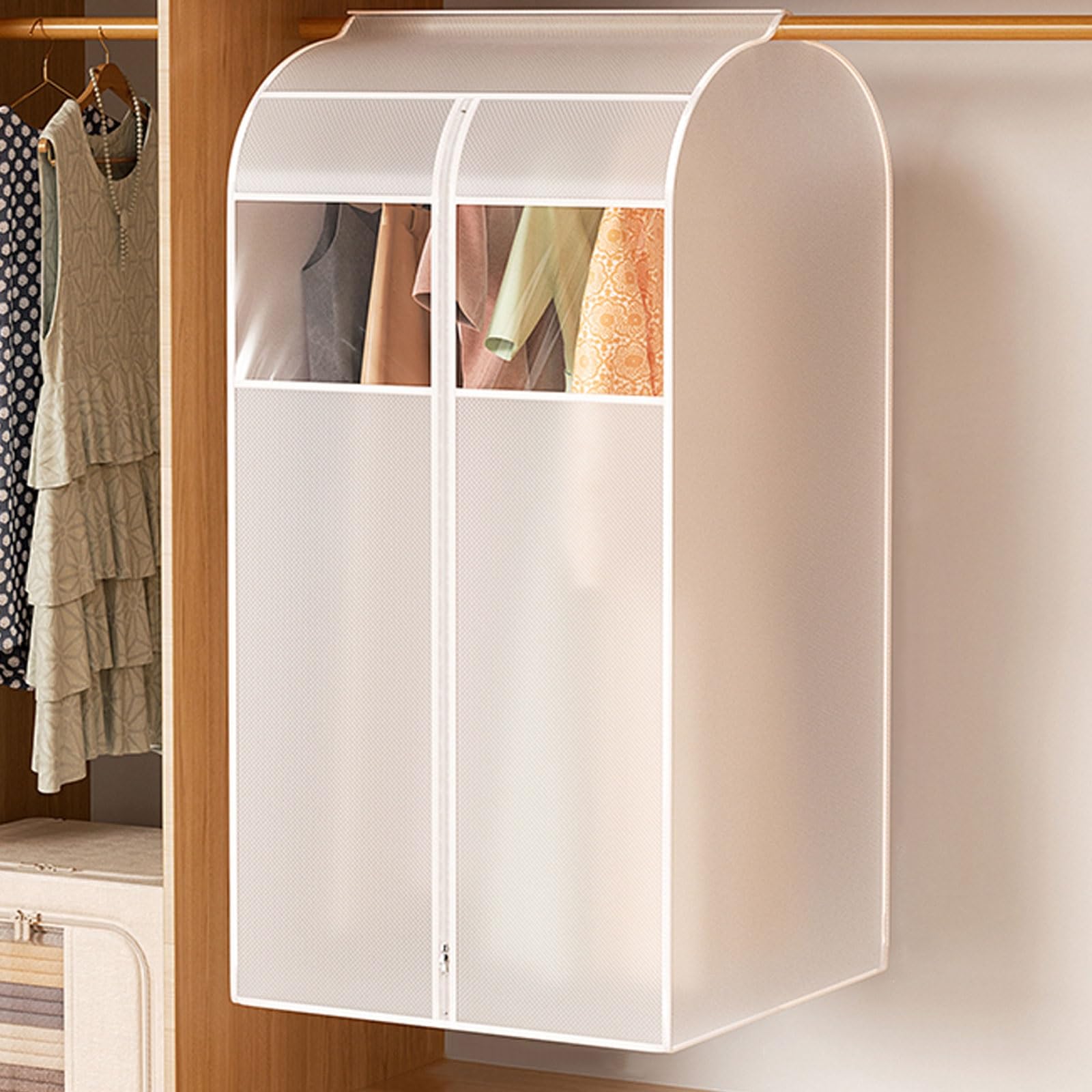 

Clothes Garment Cover 60 x 60 x 120cm Hanging Dust Bag For Wardrobe Storage Clear Window