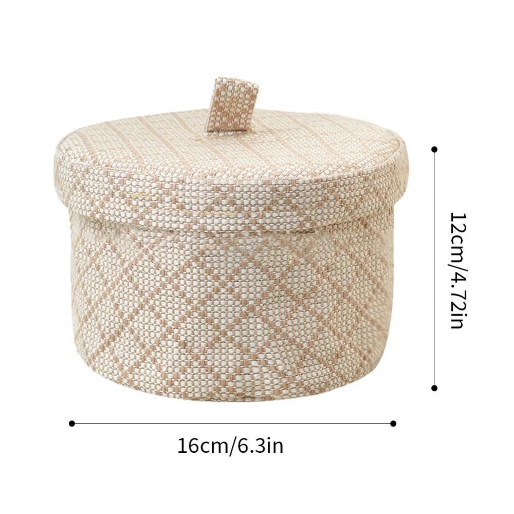 Wicker Seagrass Flower Pot Boxes Sundries Storage Baskets With Lids Weaving Snack Storage Box Jute Wardrobe Table Round Gift Box