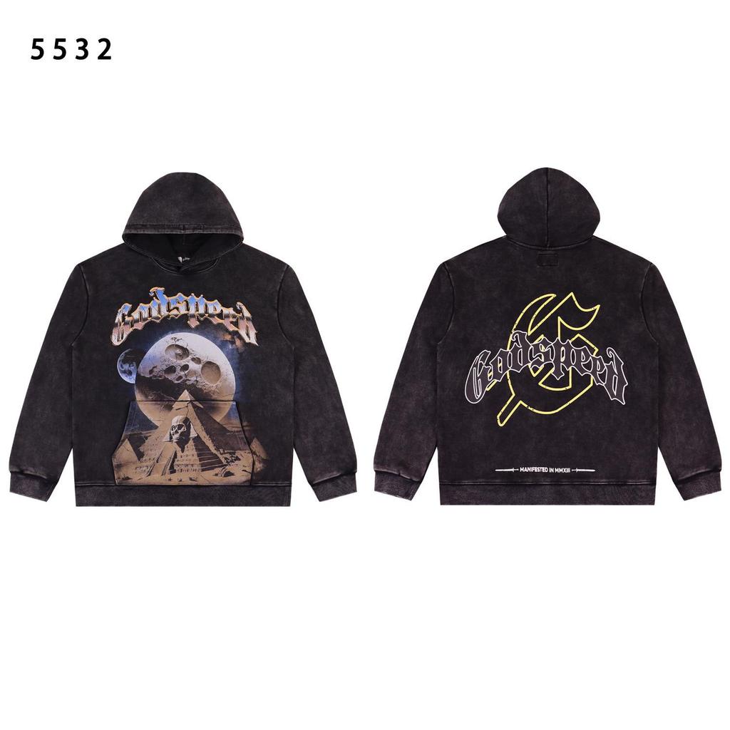 American Trendy GD Rock Retro Distressed Hoodie - Autumn/Winter Fashion