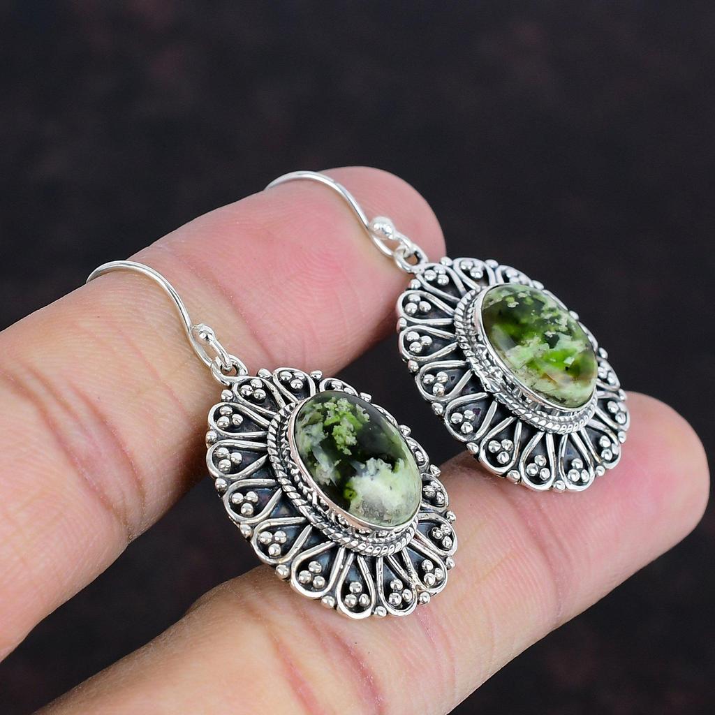 Stříbrné náušnice s chromem a chalcedonem, ručně vyráběné, originální šperky z drahokamů 925, ručně vyráběné, pro ženy