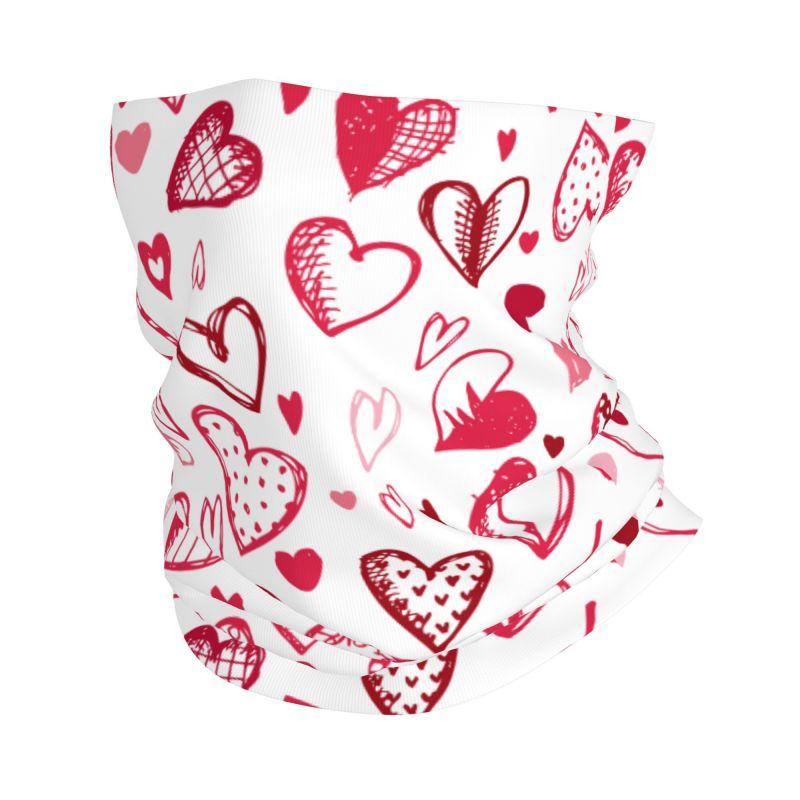 Pink Red Love Hearts Bandana Neck Warmer Women Men Hiking Camping Tube Mask Scarf Motorcycle Headband Gaiter Face Cover