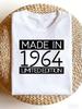 Made In 1964 Box Font Mens Tee Vintage Birth Year Casual Short Sleeve Top
