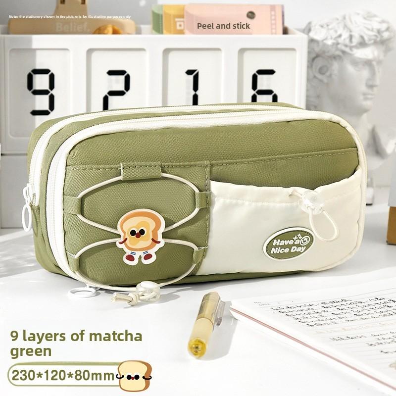 Traditional Pencil Case With Polyester Fabric And Cute Pins For Students And Office Use