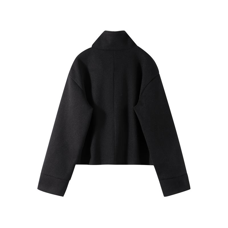 2025 Autumn Jackets Women Casual Loose Stand Neck Long Sleeve Single Breast Short Jacket Fashion Solid Lady Warm Outwear