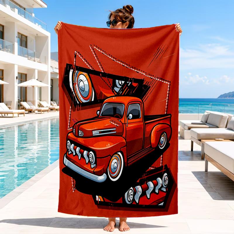 Nighttime Truck Drive Beach Towel, Microfiber Beach Towel, Perfect For Pool, Beach, Travel, Home Decor Beach Party Fan gifts