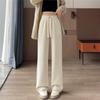 Women's Plus Velvet Thickened Cashmere High-Waist Wide-Leg Pants - Autumn/Winter Loose Fit, Straight Leg, Casual Style