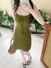 Summer 2026 Plus Size Retro Waist-Cinched Camisole Dress & Cardigan Set