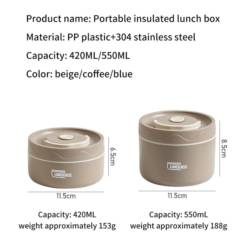 Bento-Lunchbox-Set, tragbarer, warmhaltender Lunchbehälter mit isolierter Tasche, 304 Edelstahl, Thermobehälter für Lebensmittel