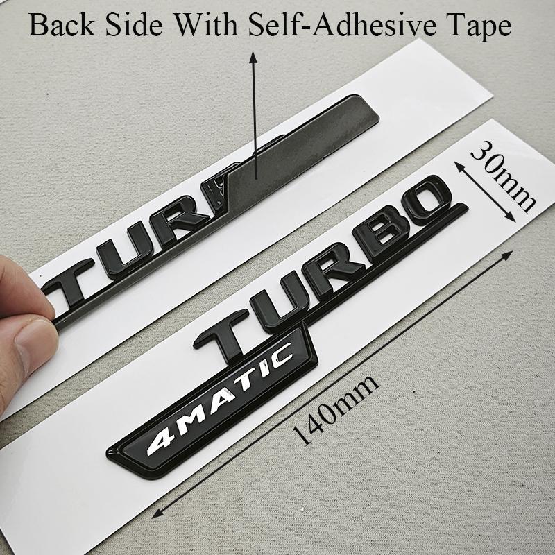 2pcs 3D ABS Chrome Car Letters TURBO 4MATIC Logo Fender Side Badge For Mercedes AMG A35 45 A45S W177 W176 Stickers Accessories