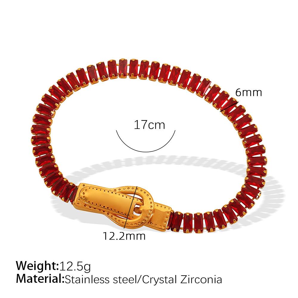 Waterproof Ins Light Luxury Buckle Colorful CZ Magnetic Clasp 18K Gold Plated Tennis Bracelets With EU Reach US CPSIA Standard