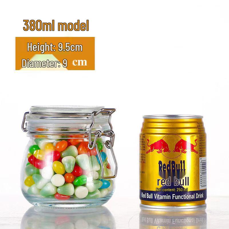 Round Glass Sealed Jar with Stainless Steel Clasp for Food Storage