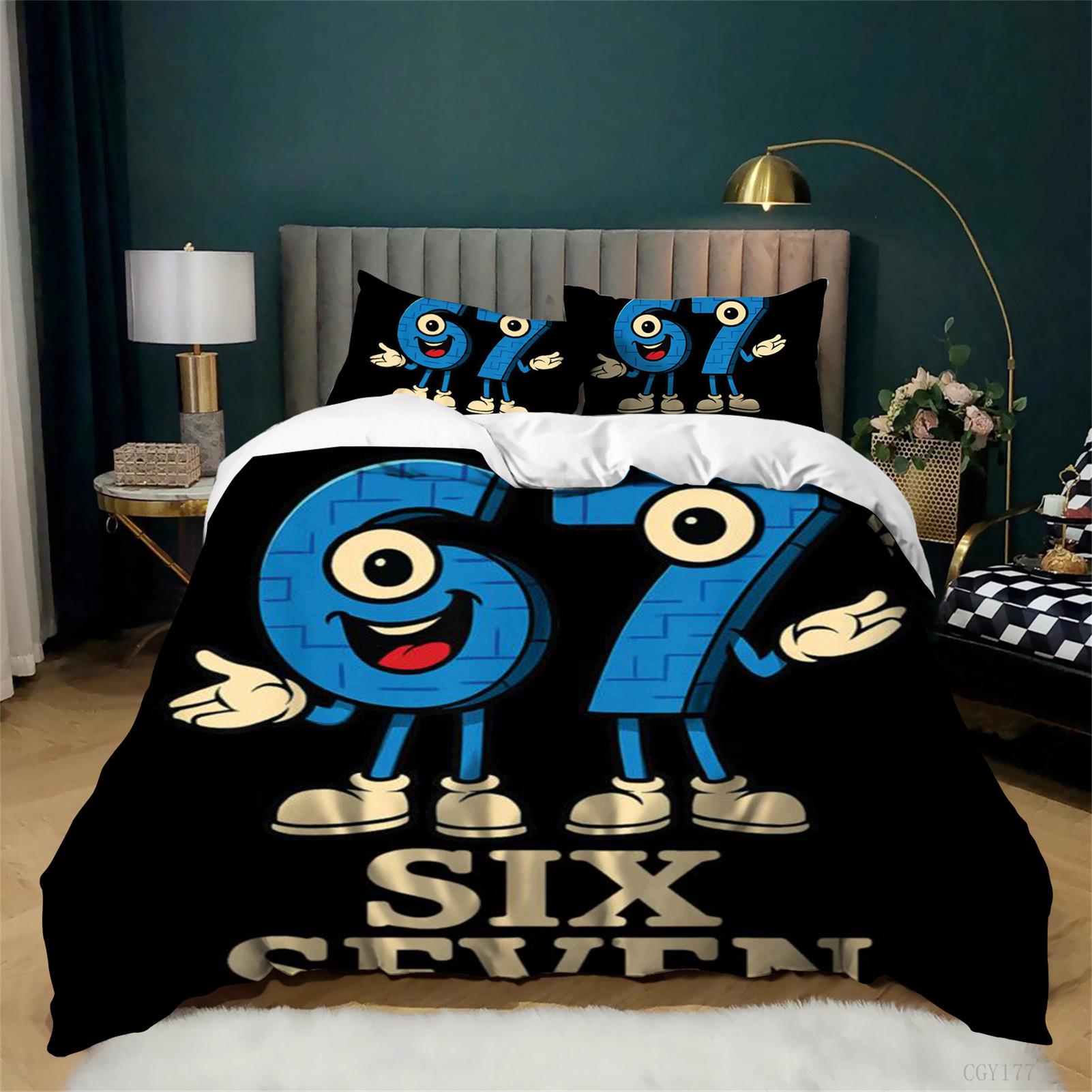 Grosstor Unisex Comforter Set Soft 67 Steal A Brainrot Lightweight Bedding Duvet Cover 3Pcs Duvet Cover Set Twin With Zipper