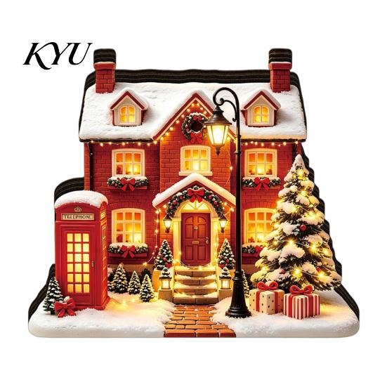 Forniture per Feste Stagionali Ornamento Casa Luminosa di Natale, Decorazione da Tavolo in Legno a LED per Ornamenti Artigianali Fai-da-te, Esposizione Villaggio Festivo, Illumina Festivo