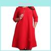 Premium Quality Plus Size Women Red Green Color Printed Round Neck Dress For All Occasions