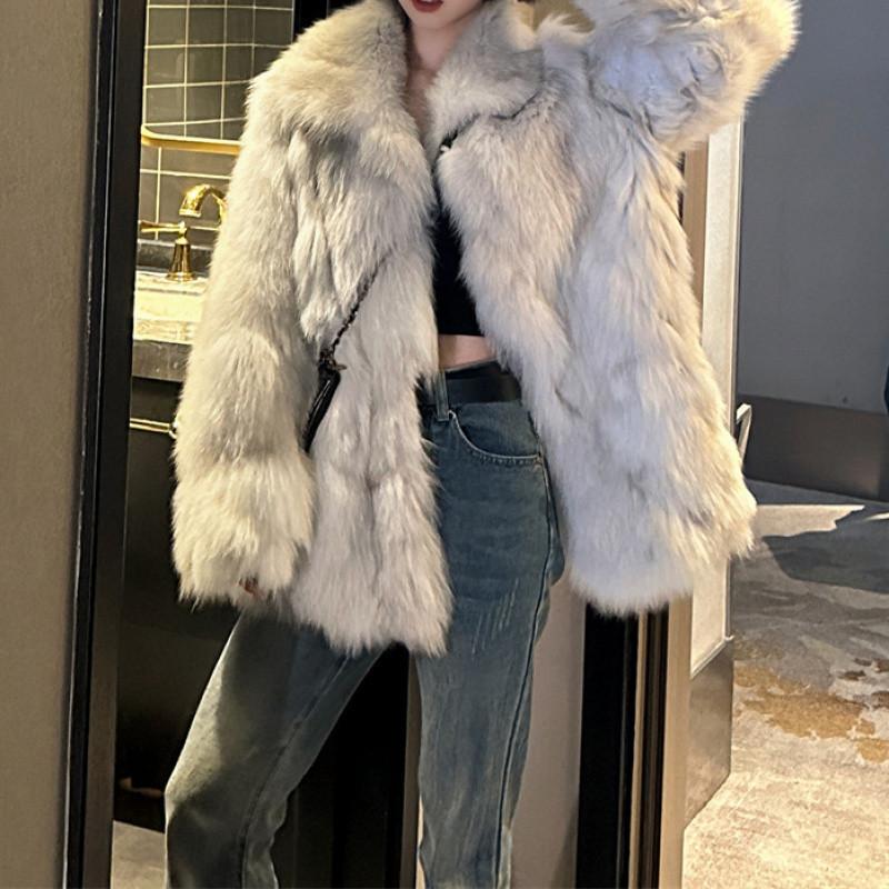 Winter neue pelz integrierte mantel frauen mittel und lange imitation fuchs pelz umweltfreundliche pelz alter-reduzierung pelz mantel oberbekleidung