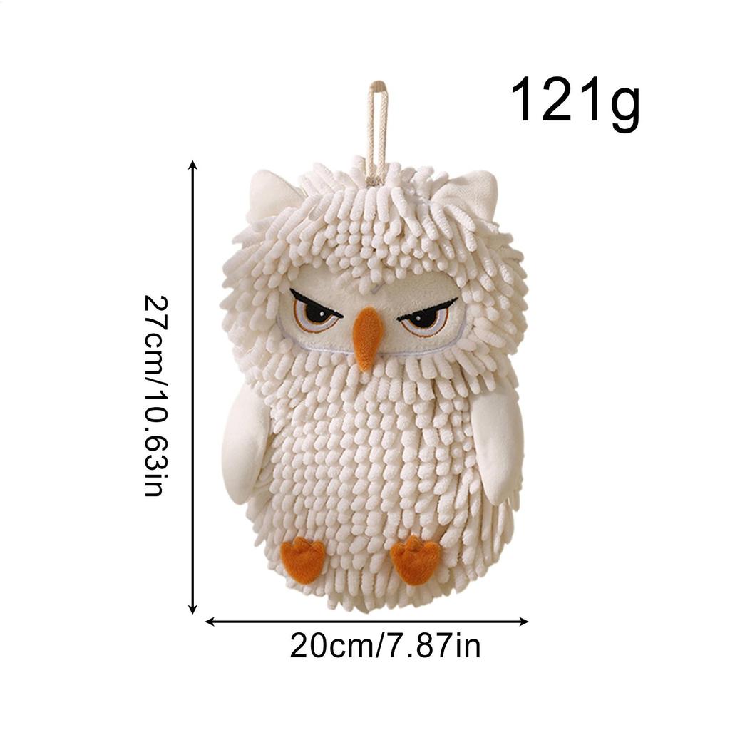Chenille Hand Towel Owl Design Decorative Washcloth Hangable Rag Chenille Quick Dry Hand Towels For Bathroom For Hotel Home Kids
