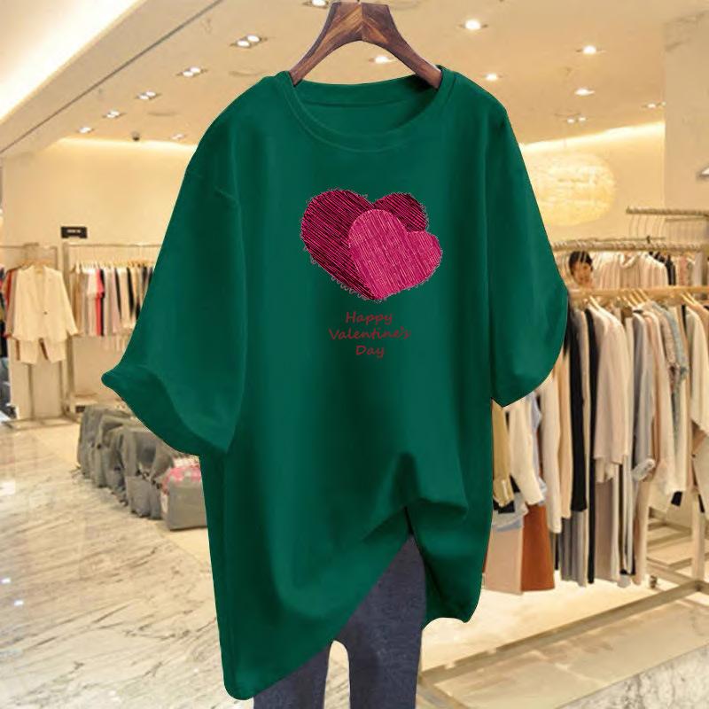 Pure cotton new t-shirt women's summer love pattern printing loose casual design bottoming shirt short sleeve isn't top