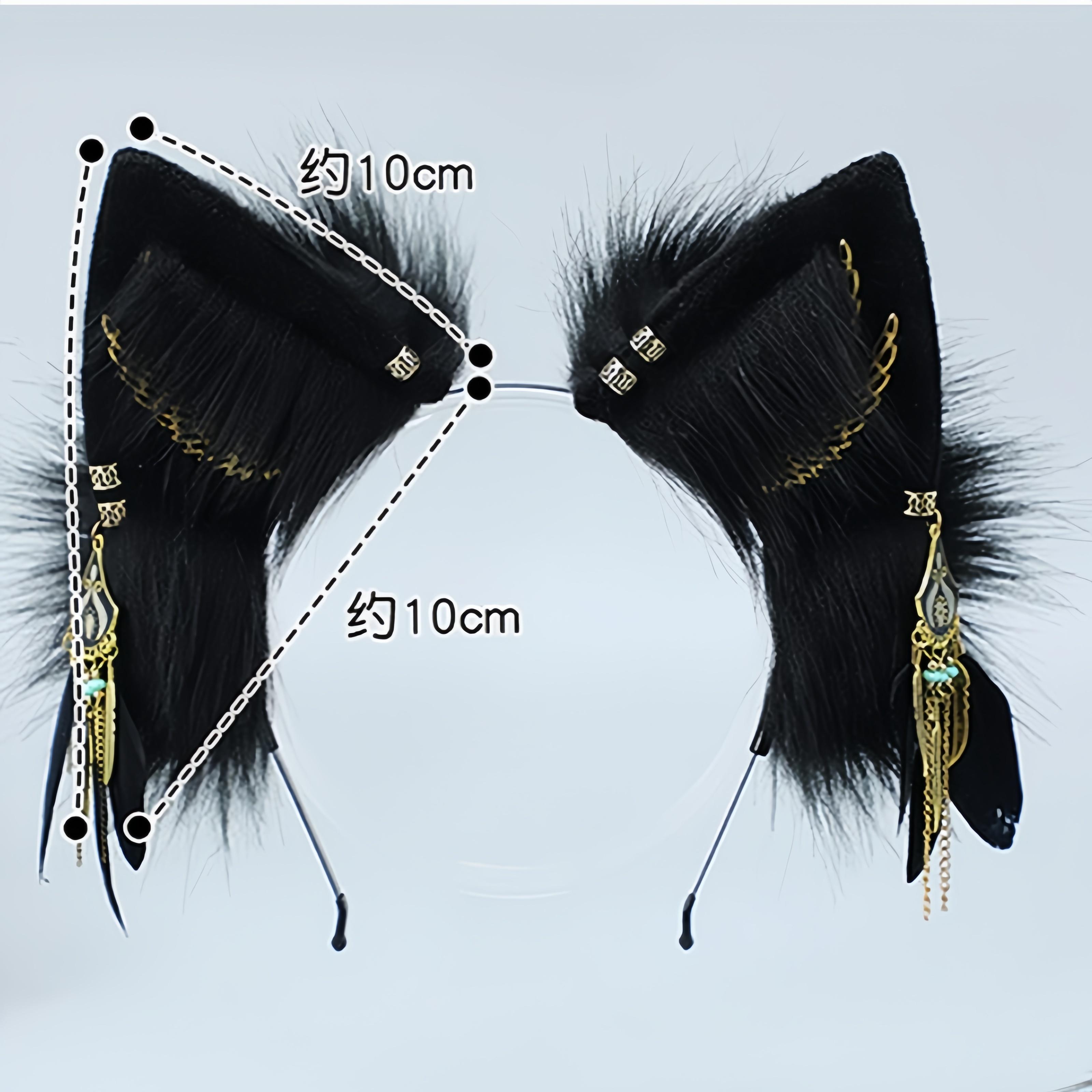 Handmade Plush Faux Fur Fox Ear Headband Subculture Dress up Animal Wolf Hairband Halloween Cosplay Cool Party Props