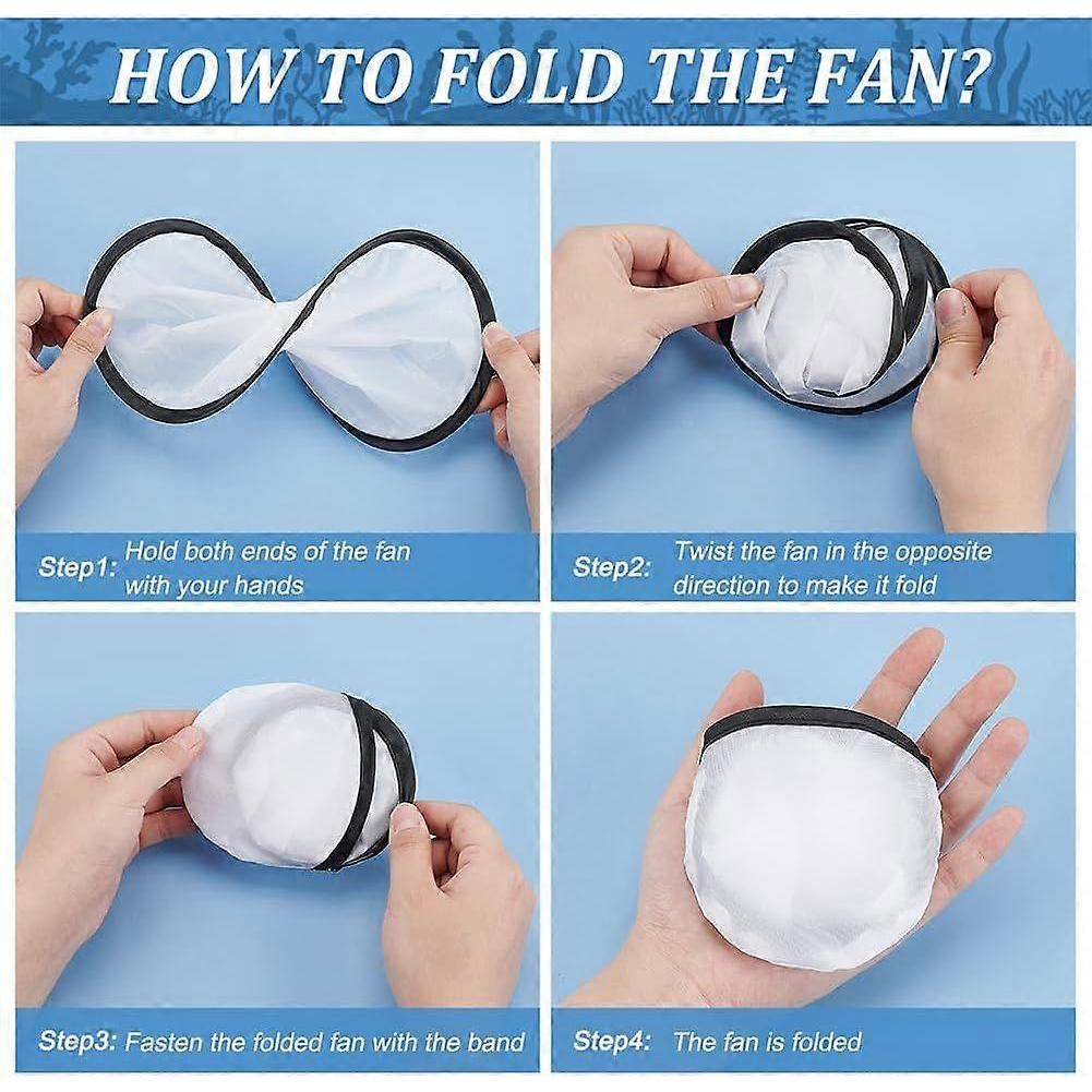 15Pcs White Foldable Flying Disc Fans, 9.8inch Sublimation Fans Nylon Black Edge Folding Fan Set with Bag for Wedding Party Favors Outdoor Activity