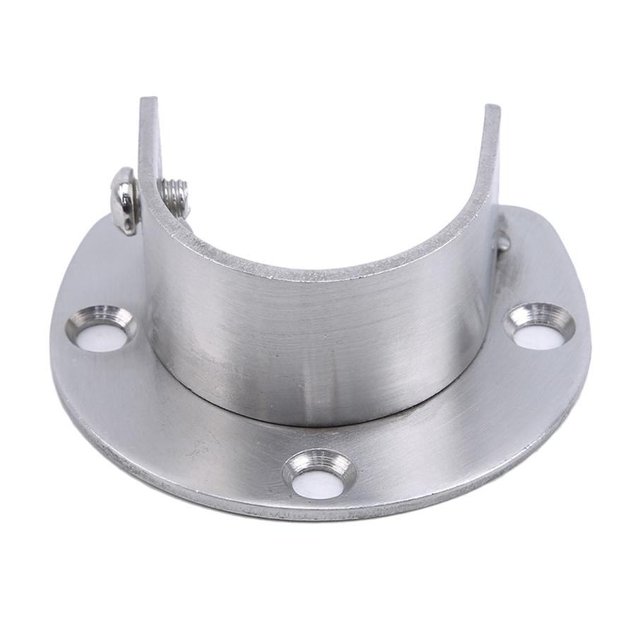 Thickened Stainless Steel Clothes Curtain Rod Round Tube Closet Wardrobe Clothes Rail Support Rod End Support Pole Flange
