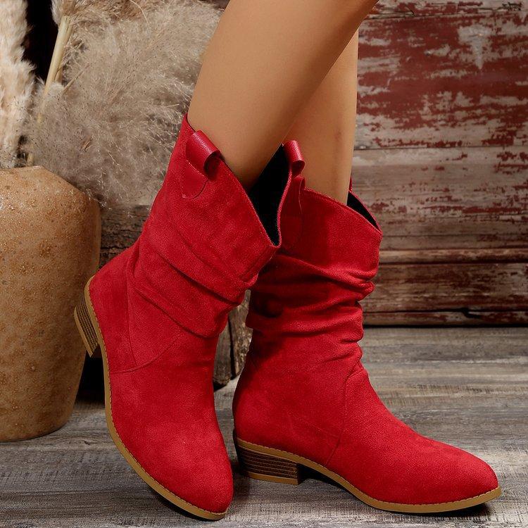 Fashion Heels Shoes On Sale High Quality Side Zipper Women Boots Autumn Winter Pointed Toe High Tube Chunky Heels Long Boots