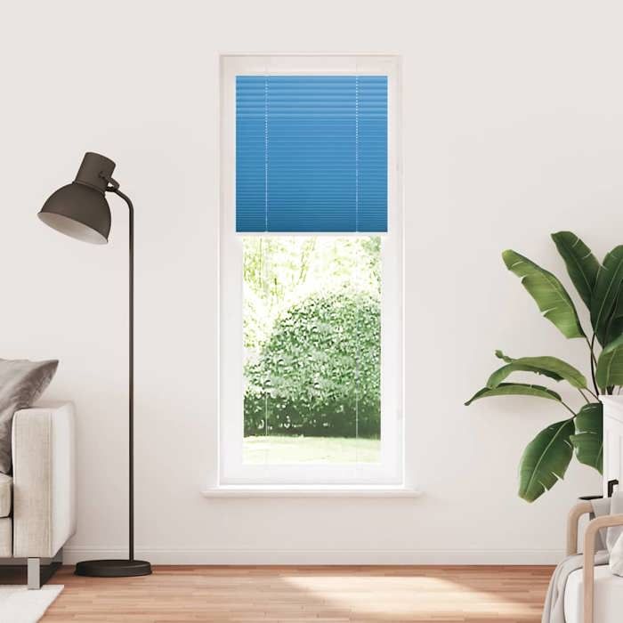 VidaXL Store plissé bleu 75x200 cm largeur du tissu 74,4 cm polyester, store plissé de fenêtre, store accordéon, store 4015206