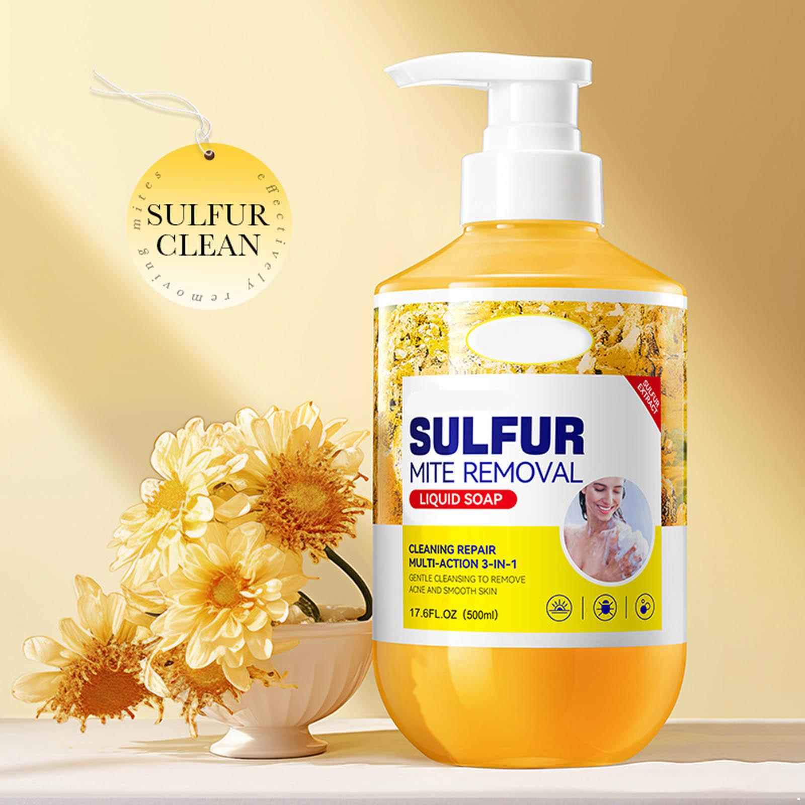 

Sulfur Body Wash 500ml, Daily Cleanse for All Skin Types | Head to Toe Liquid Soap with Rich Foam, Deep Cleaning for Men and Women One Size жовтий